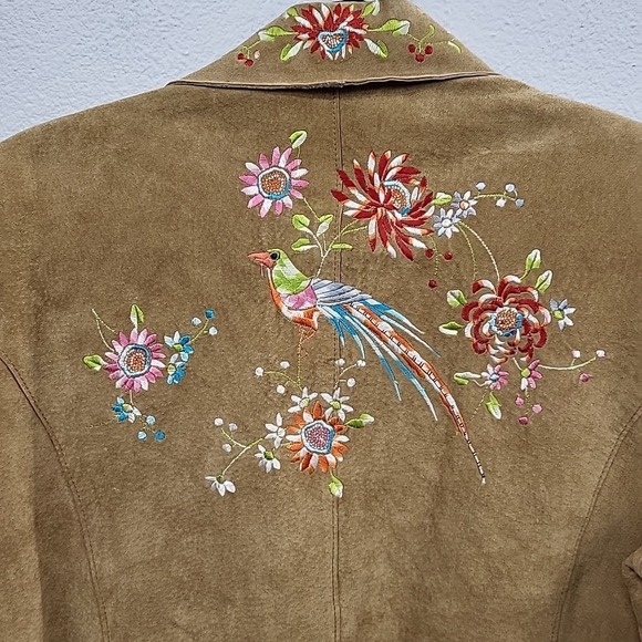 Avanti New York Suede Leather Jacket, Stitch Design, Beige, Large - Picture 10 of 11